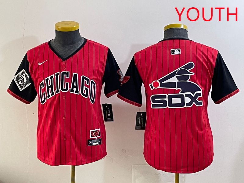 Youth Chicago White Sox Blank Red Stripe Joint Name Nike 2025 MLB Jersey style 12